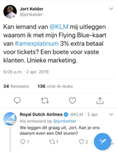 Jort Kelder klm twitter american express creditcard