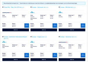 KLM aanbiedingen business class